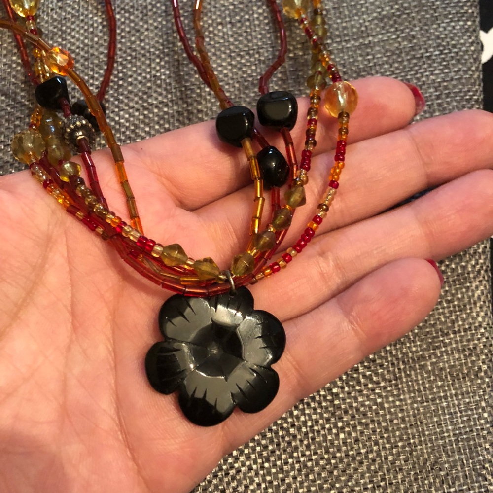 🌸Beaded necklace with onyx